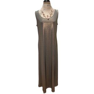 Tiana B Gold Metallic Shimmer Sleeveless Maxi Dress Women's Size L